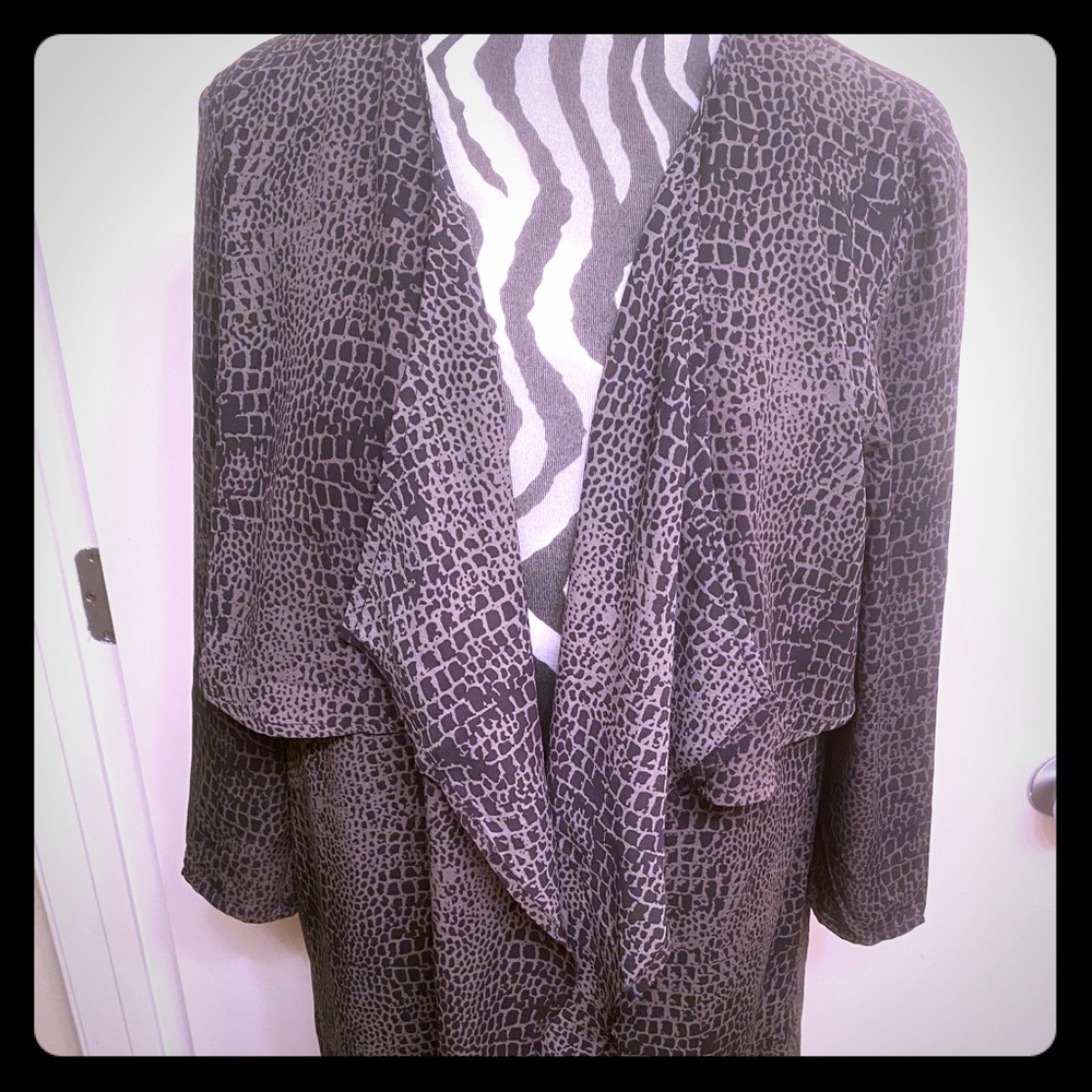 Olive green and black reptile print cardigan